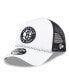 ფოტო #1 პროდუქტის Men's White/Black Brooklyn Nets Court Sport Foam A-Frame 9FORTY Adjustable Trucker Hat