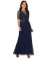 Women's Embellished Elbow-Sleeve Gown