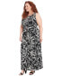 Фото #3 товара Plus Size Floral-Print Halter-Neck Maxi Dress