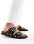 Фото #1 товара Stradivarius two strap sandal with stud detail in brown