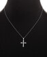 ფოტო #3 პროდუქტის 2-Pc. Set Cubic Zirconia Cross Pendant Necklace & Baguette Stud Earrings in Sterling Silver, Created for Macy's