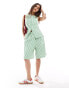 Фото #1 товара ASOS DESIGN longline high waisted tailored short co-ord in green stripe