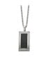 Фото #3 товара Chisel grooved Black Carbon Fiber Inlay Rectangle Dog Tag Curb Chain Necklace