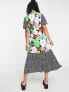 Topshop Petite bold floral mix and match midi dress in multi