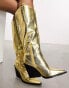 Public Desire Navada western knee boots in gold