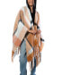 Фото #1 товара Plaid Fringe Cape Sweater