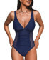 Фото #1 товара Women's s Ruched Tummy Control Lace One Piece Swimsuit