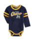 Newborn and Infant Boys and Girls Navy, Gold Notre Dame Fighting Irish Little Kicker Long Sleeve Bodysuit and Sweatpants Set