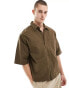 Фото #1 товара Bershka boxy fit shirt in brown