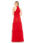 Фото #3 товара Women's Ieena Ruched Tiered High Neck Bow A Line Gown