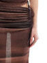 COLLUSION printed maxi skirt co-ord in brown