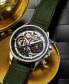 ფოტო #4 პროდუქტის Men's Quartz Green Genuine Leather Strap Watch 45mm