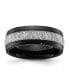 Stainless Steel Black IP-plated Meteorite Inlay Band Ring