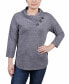 Фото #1 товара Petite 3/4 Sleeve Crossover Cowl Neck Top