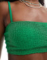 Miss Selfridge bralet crinkle bikini top in bright green