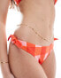 ASOS DESIGN Picnic tie side bikini bottom in gingham Vichy-Karos in Rosa & Rot, 42 - фото #2