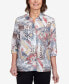 Фото #1 товара Petite Classics Eclectic Mixed Print Floral Button Down Top