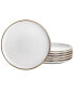 ფოტო #1 პროდუქტის Flat, Raised Rim, Gold-Tone Trim Alejandro 6 Piece Stoneware Salad Plate Set, Service for 6