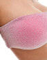 Brave Soul glitter bandeau bikini top with removable cups in pink