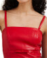 Women's Faux-Leather Bow Mini Dress