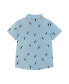 Toddler Boys / Blue Toucan Print Short Sleeve Buttondown Shirt