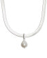 Фото #1 товара Lucky Brand silver-Tone Freshwater Pearl Herringbone Pendant Necklace, 15-1/4" + 3" extender