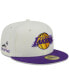 ფოტო #1 პროდუქტის Men's New Era x Cream, Purple Los Angeles Lakers NBA x Staple Two-Tone 59FIFTY Fitted Hat