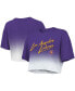Фото #2 товара Women's Threads Purple, White Los Angeles Lakers Dirty Dribble Tri-Blend Cropped T-shirt