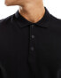 ASOS DESIGN long sleeve smart pique polo in black