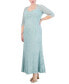 ფოტო #3 პროდუქტის Plus Size Lace 3/4-Sleeve Gown