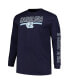 ფოტო #2 პროდუქტის Men's Navy North Carolina Tar Heels Big and Tall Two-Hit Graphic Long Sleeve T-shirt