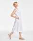 Фото #3 товара Women's 100% Linen Ladder-Stitch Midi Dress, Created for Macy's