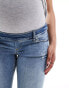 Фото #4 товара ONLY Maternity Blush skinny jeans with frayed hem in mid blue