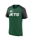 Men's Heathered Green, Heathered Black New York Jets Color Block Team Name T-shirt