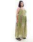 Фото #3 товара ASOS DESIGN Curve voile picnic midi sundress in green