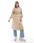 Stradivarius belted trench coat in beige Бежевый, XL - фото #1