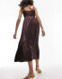 Topshop corset bust satin midi dress in chocolate