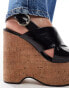 Фото #3 товара ASOS DESIGN Talent premium leather cross strap wedges in black