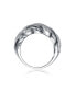 Sterling Silver White Gold Plated Clear Round Cubic Zirconia Wavy Twisted Ring