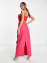 Фото #3 товара Never Fully Dressed heart cut-out maxi dress in red and pink