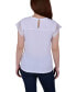 ფოტო #2 პროდუქტის Petite Size Crepe Knit Top with Lace Flanged Sleeve and Yoke