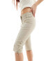 Monki capri pants with lace-up detail in beige