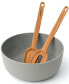 Leo Collection 3-Pc. Salad Bowl Set with Bamboo Servers