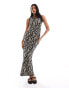 JDY knitted sleeveless maxi dress in animal print