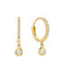 ფოტო #1 პროდუქტის Diamond Huggies 14K Yellow Gold Earrings with Drop Bezel Diamond