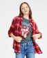 ფოტო #1 პროდუქტის Women's Cloud Plaid Boyfriend Shirt