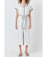 ფოტო #1 პროდუქტის Women's Contrast Binding Belted Midi Dress