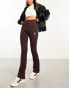 adidas Originals essentials ribbed flared trousers in shadow brown