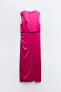 Фото #5 товара Атласное платье с узлом на плече ZARA
