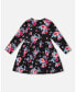 Big Girls Printed Roses Dress With Pockets Black